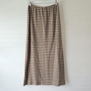 Vintage Express Cotton Blend Maxi Skirt Brown Cream Medium